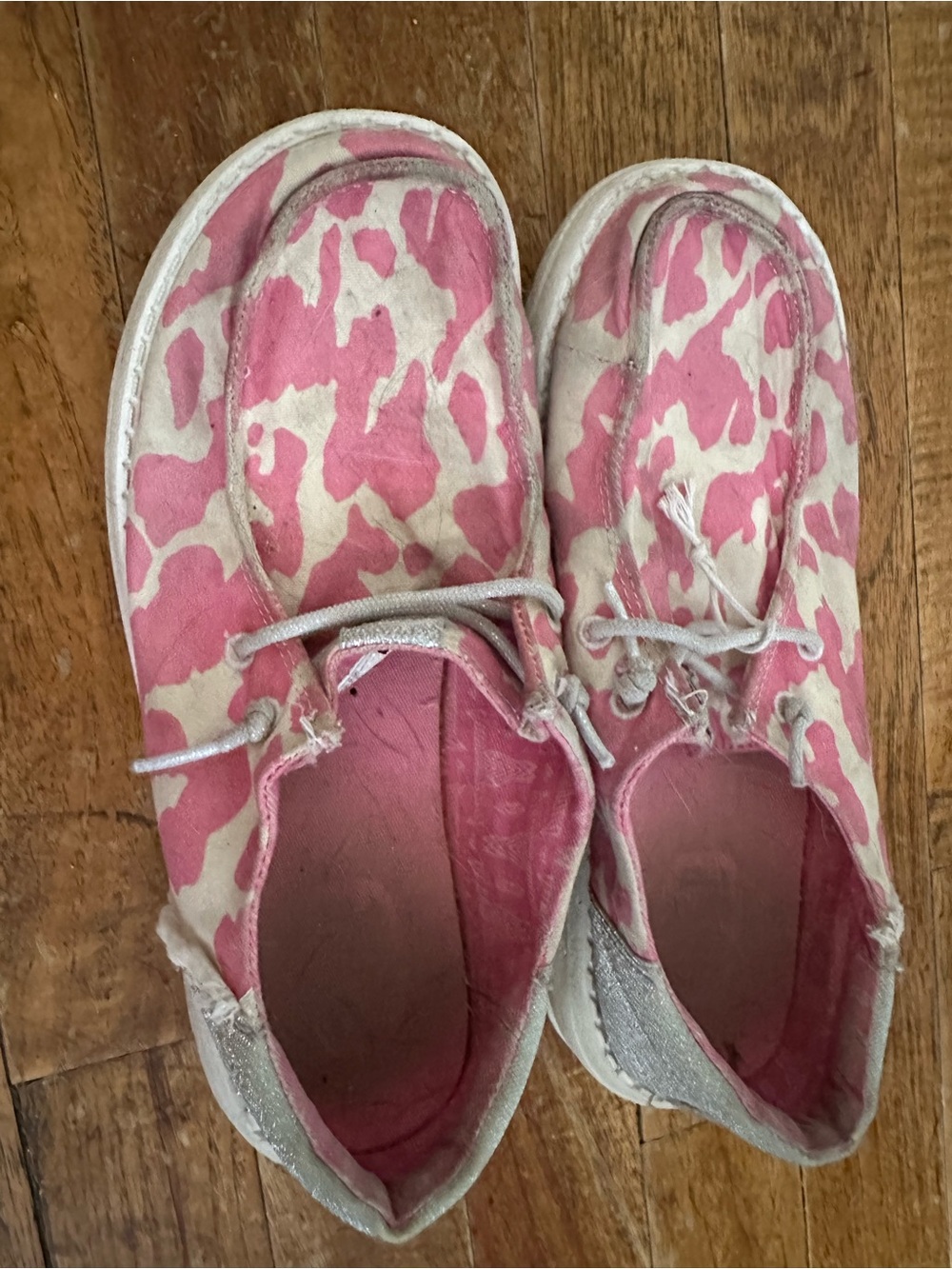 Hey Dude Pink and Cream Camouflage Slip-On Sneakers